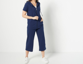 Sport Savvy French Terry Zip Front Hooded Jacket &amp; Pant Set Navy, Small - £20.37 GBP