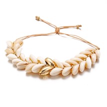 TAUAM Natural Cowrie Gold Color Sea Shell Bracelets for Women Delicate Rope Chai - £10.56 GBP