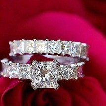 2 Ct Princess Lab Created Diamond 14k White Gold Ladies Engagement Ring Band Set - £264.30 GBP