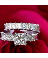 2 Ct Princess Lab Created Diamond 14k White Gold Ladies Engagement Ring Band Set - £262.95 GBP