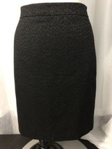 Ann Taylor Women&#39;s Skirt Black Metallic Wool Blend Fully Lined Size 10 NWT - £49.46 GBP