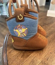 Disney Toy Story Slipper Cowboy Boots Size 5/6 Little Kid House Shoes Cute Woody - £7.61 GBP