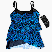 Miraclesuit Purrfection Layered Tankini Swim Top w/ Mesh | Sz 8, Blue Black - £44.70 GBP