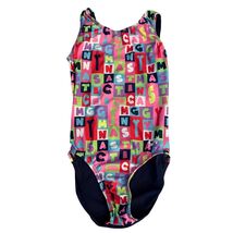 Gymnastics Leotard Girls Size 8-10 Multicolor Letters Print Black Back S... - €12,34 EUR