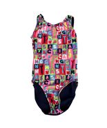 Gymnastics Leotard Girls Size 8-10 Multicolor Letters Print Black Back S... - $20.06 CAD