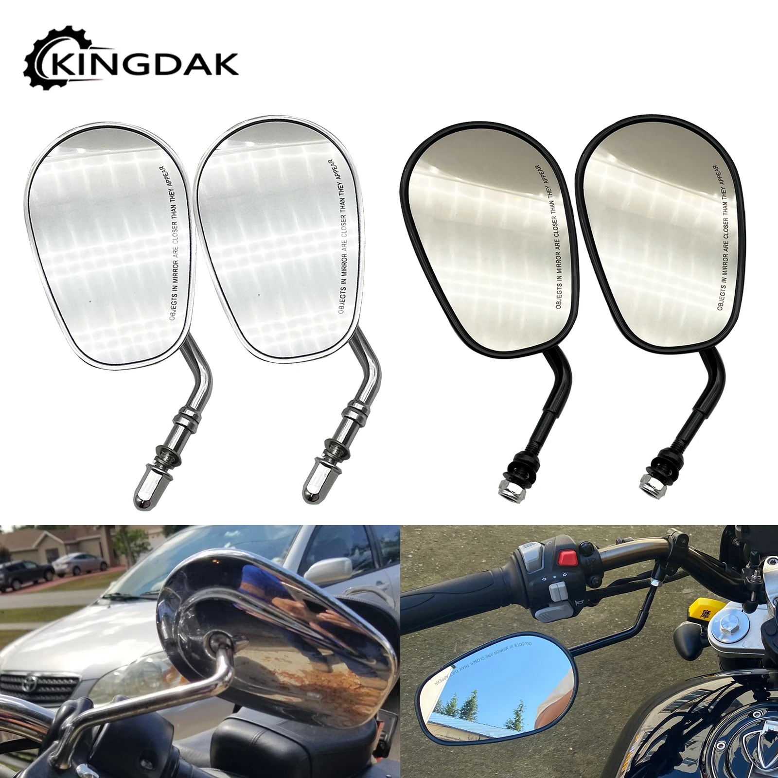 Motorcycle Rearview Side Mirror Black Chrome For Harley Dyna Sportster 8... - $46.78+