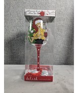 Delish Holiday Hand Painted Wine Glass Christmas Getting Lit Holiday Win... - $15.98