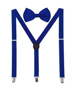 Men AB Elastic Band Royal Blue Suspender With Matching Polyester Bowtie - £3.90 GBP