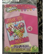 Birthday Party Supplies Stationery Cards Pink SHOPKINS THANK YOU NOTES (8) - €8,49 EUR
