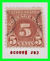 US 5 Cent Postage Due Stamp - Scott J83 - Red - £19.83 GBP