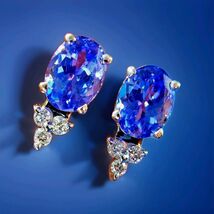 Earth mined Tanzanite Diamond Deco Earrings Vintage Handmade Designer St... - $2,465.25