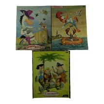 Lot of 3 Vintage Whitman Woody Woodpecker Flinstones Quickdraw Tray Puzzle - $12.71