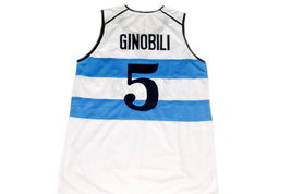 Manu Ginobili #5 Argentina Visa Men Basketball Jersey White Any Size image 5