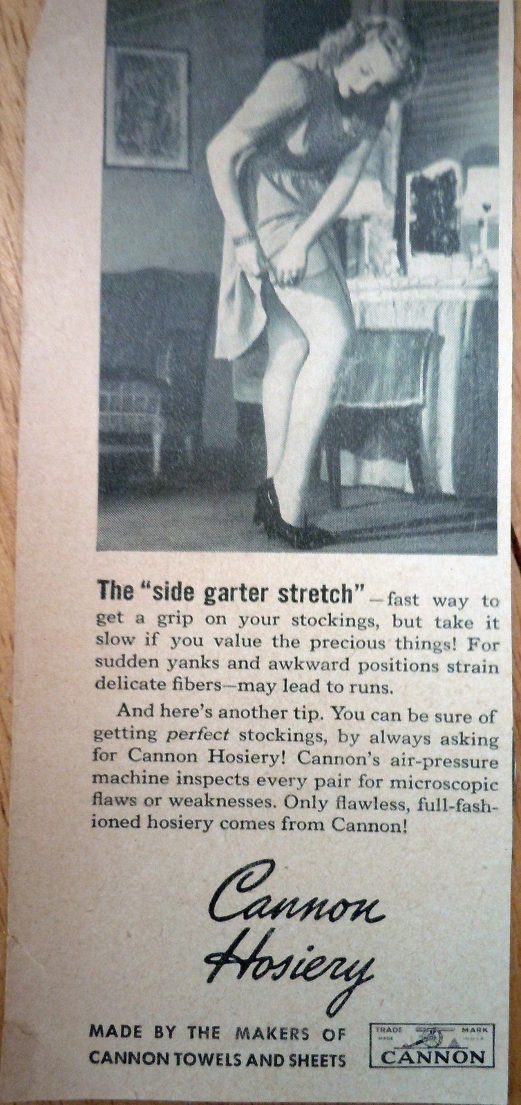 Cannon Hosiery The Side Garter Stretch Magazine Advertising Print Ad Art 1930s - £3.16 GBP