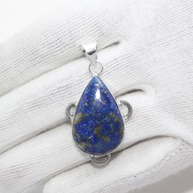 Natural Lapis Lazuli Gemstone Handmade 925 Silver Plated Pendant Jewelry 1.9&quot; - £5.23 GBP