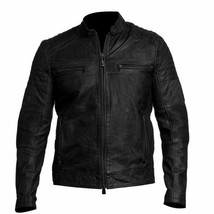 Men&#39;s Cafe Racer Biker &amp; Fashion Black Stylish Real Sheep Leather Jacket - €115,67 EUR