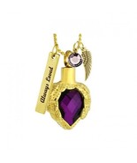 Purple Angel Heart Gold Necklace Ash Urn - Love Charms™ Option - $39.95