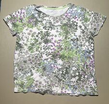 Laura Scott Top Women’s L Short Sleeve White With Floral Print - $12.64