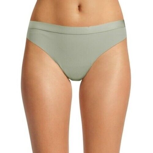 No Boundaries Women&#39;s Micro Rib Thong Panties Size LARGE Wild Sage New - $11.64