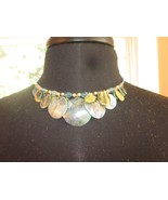 Mother of Pearl Adjustable Choker In Blues And Greens Gently Used - £7.91 GBP