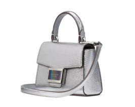 New Kate Spade Katy Lizard Embossed Micro Crossbody Leather Silver - $123.41