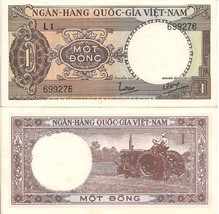 South Viet Nam P15a, 1 Dồng, man on tractor (1964)  AU TDLR - £1.59 GBP