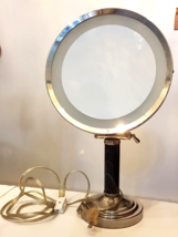 15&quot; Pedestal Make Up Mirror Magnifying Ring Light Free Stand Chrome Base adjusts - £19.72 GBP