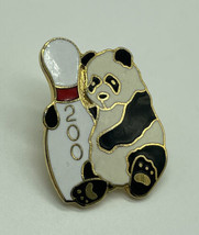 Vintage Enamel Panda Bear Bowling Pin 200 Lapel Pin Tie Tack Pinback - £4.28 GBP