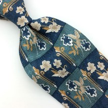 Renovatti Usa MadeTie Aqua/Tan/Beige Silk Checkered Floral Necktie Men Ties#I21 - £12.44 GBP