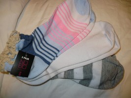No Boundaries Women&#39;s Low Cut Socks 3 Pair Stripes &amp; Solid Shoe Size 5-10 - £6.61 GBP