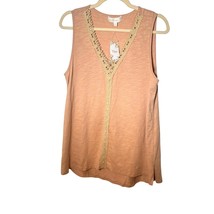 NWT Weekends Suzanne Betro L Beige Lace Trim Tassel V-Neck Tunic Sleevel... - $24.99