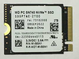 Wd Pc SN740 2TB M.2 2230 Ssd Nv Me PCIe4x4 For Steam Deck Rog Flow X X13 Laptop - £126.45 GBP