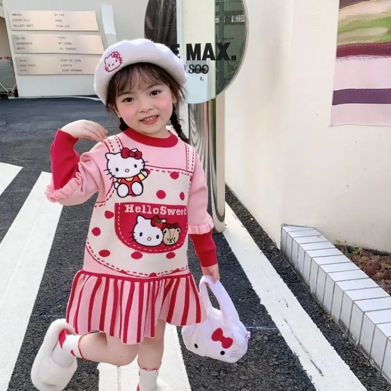 Sanrio Hello Kitty Girl Long Sleeve Knit Autumn Winter New Produ Cartoon Round - £29.71 GBP+