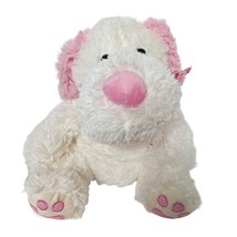 Goffa Valentines Day Pink White Puppy Dog Heart Bow Plush Stuffed Animal 10.5&quot; - $25.53