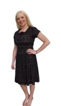 Vintage 50s Black Dress Open Lace Sheer M 38 Bust 30 Waist - £55.88 GBP