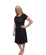 Vintage 50s Black Dress Open Lace Sheer M 38 Bust 30 Waist - $70.00