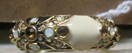 Heidi Daus Beautiful Crystal Ring  or ear ring red &amp; white stone signed CN - $37.85