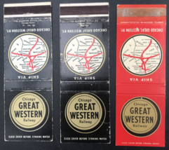 Lot of 3 Vintage Chicago Great Western Railway Matchbook Covers CGW Railroad - £7.49 GBP
