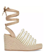 Cecelia New York 8.5  Serena Espadrille Wedge White Gold Platform Tie Up... - $22.09