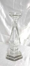 Vintage Clear Glass Candlestick  Tall Faceted Column Candle Holder - $32.00