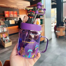 New Starbucks China 2021 Halloween Night Elf Purple 18oz Glass Mason Str... - $613.61 MXN