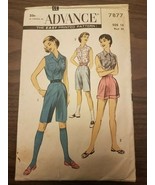 Vintage Advance 7877. Misses&#39; Shorts &amp; Shirt. Sz 14 Bust 32 CUT - $126.20 MXN