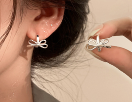 Bow earrings niche design sense of high-grade studs new - £15.56 GBP