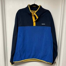 Lands End Mens Blue Color Block Quarter Snap Pullover Fleece Jacket Size... - $37.62