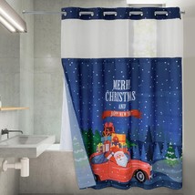  Shower Curtain with Snap in Liner Santa Red Truck Christmas Shower Curta - £34.11 GBP