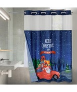  Shower Curtain with Snap in Liner Santa Red Truck Christmas Shower Curta - £34.29 GBP
