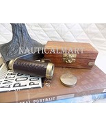 Brass and Leather Pocket Telescope with Box Nautical Decor Spyglass Chri... - $48.51