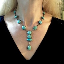 Fabulous Navajo Turquoise  Sterling Silver 925 Native American Drop Necklace - £1,953.13 GBP