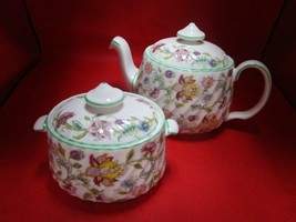 Haddon Hall Minton England teapot and sugar - £74.00 GBP