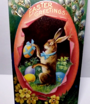 Easter Postcard Fantasy Dressed Bunny Rabbit Juggles Eggs Gel Germany 1520 - £23.65 GBP